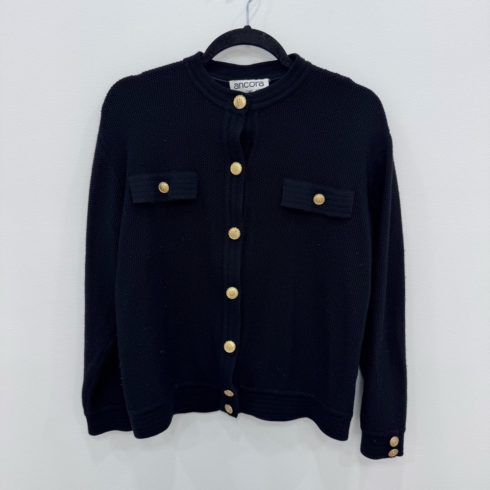 American Vintage Black Knit Cardigan with Gold Buttons